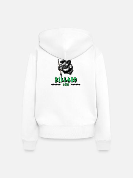 Billard ist Leben – Cooles 8-Ball Design - Frauen Premium Bio Zip Hoodie - Weiß