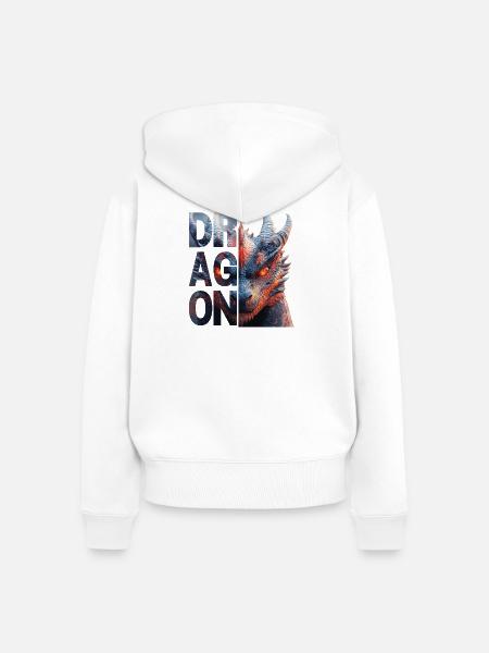 Dragon - Frauen Premium Bio Zip Hoodie - Weiß