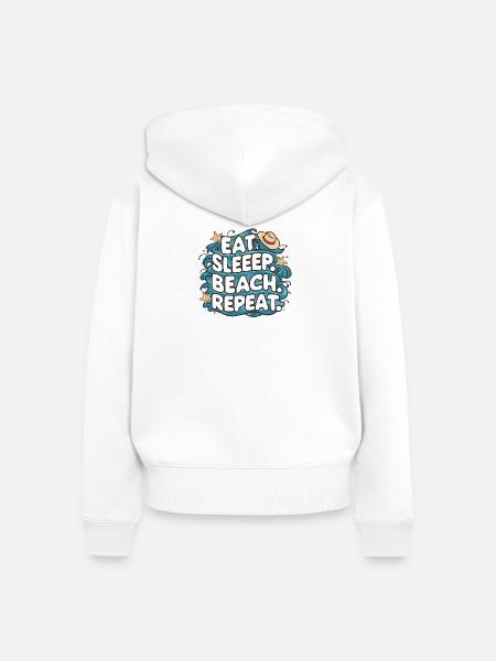 Essen Schlaf Strand Wiederholen - Frauen Premium Bio Zip Hoodie - Weiß