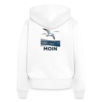 Moin Möwe - Frauen Premium Bio Zip Hoodie - Weiß - Hinten - AI Model Female 172 light (172cm)
