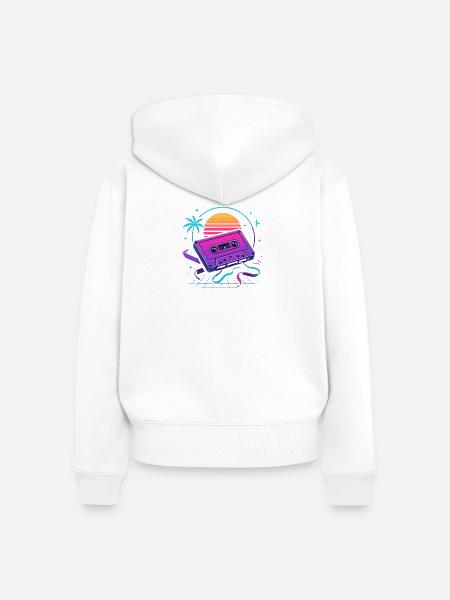 Retro Mixtape Vibes - Frauen Premium Bio Zip Hoodie - Weiß