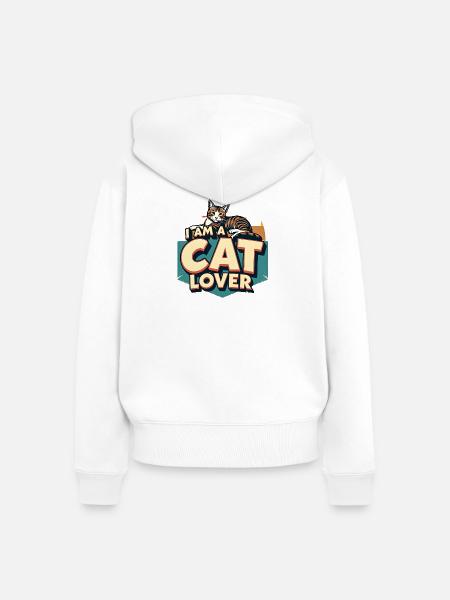 Ich bin ein Katzenliebhaber - Frauen Premium Bio Zip Hoodie - Weiß
