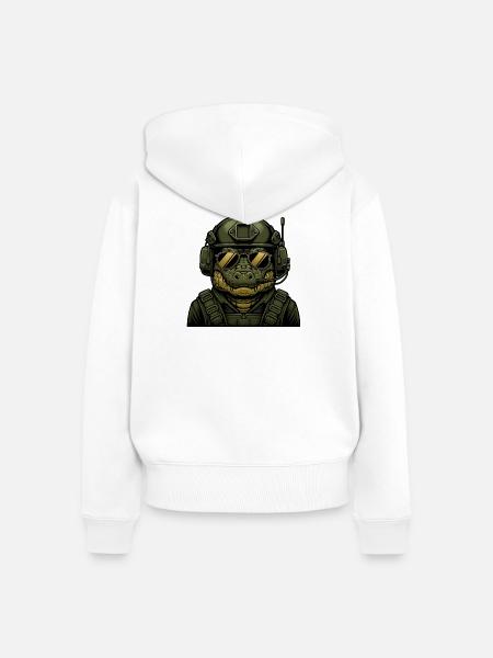 Krokodil Militär Design - Frauen Premium Bio Zip Hoodie - Weiß