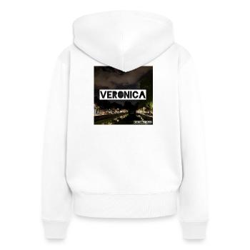 SINGLE VERONICA - Sweat à capuche zippé Premium bio Femme - blanc - Dos - AI Model Female 172 light (172cm)
