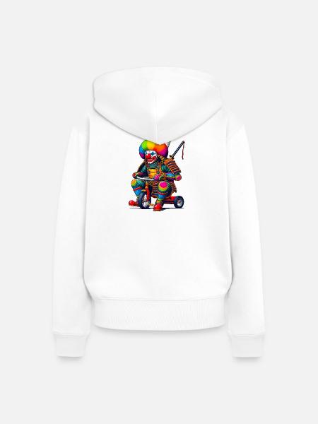 Samurai Clown - Frauen Premium Bio Zip Hoodie - Weiß