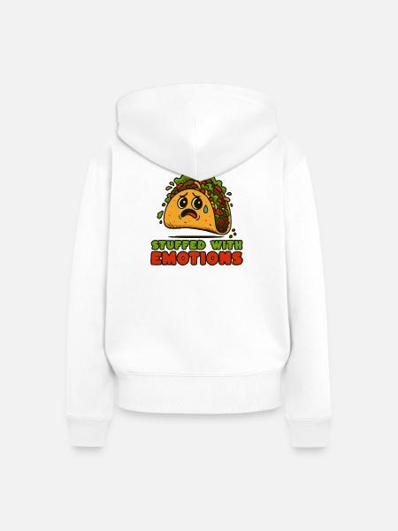 Tacos voller Emotionen - Frauen Premium Bio Zip Hoodie - Weiß