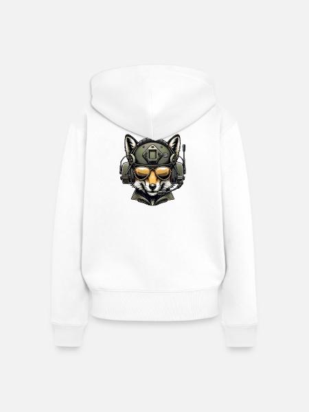 Fuchs Militär Design - Frauen Premium Bio Zip Hoodie - Weiß
