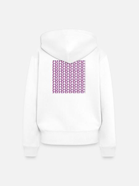 Lila Katzen Muster Kollektion - Frauen Premium Bio Zip Hoodie - Weiß
