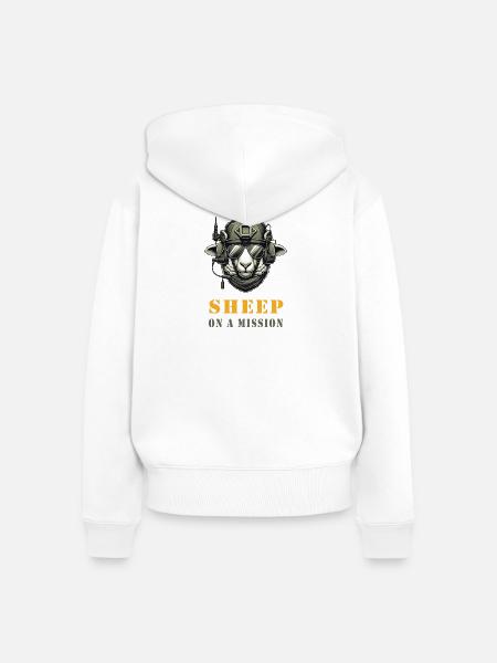 Schaf in Mission - Frauen Premium Bio Zip Hoodie - Weiß