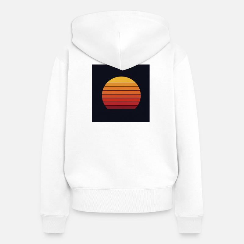 Design rétro coucher de soleil - Sweat à capuche zippé Premium bio Femme - blanc