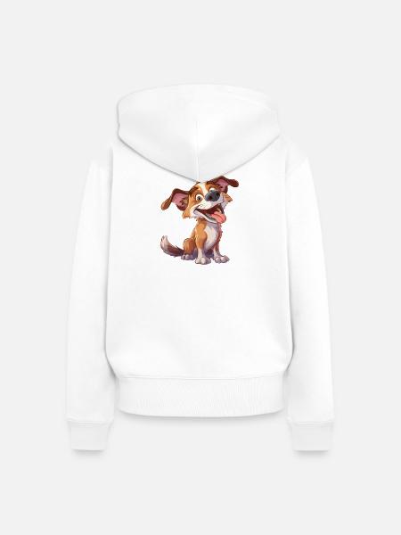 Fröhlicher Cartoon Hund - Frauen Premium Bio Zip Hoodie - Weiß