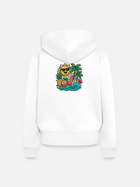 Sonnenstrand Paradies Surf Design - Frauen Premium Bio Zip Hoodie - Weiß