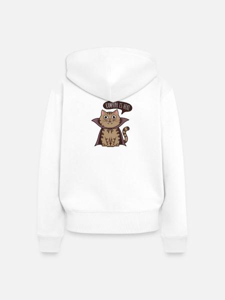 Der Vampir ist da - Frauen Premium Bio Zip Hoodie - Weiß