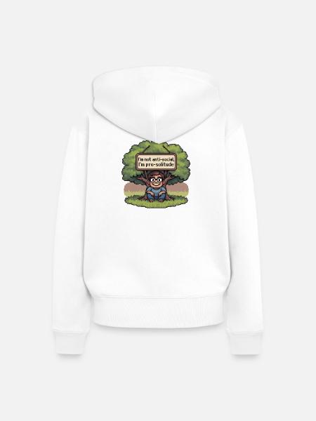 Pro Solitude Pixel Art Design - Frauen Premium Bio Zip Hoodie - Weiß
