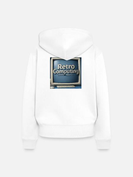 Retro Computergrafik auf blauem Hintergrund - Frauen Premium Bio Zip Hoodie - Weiß