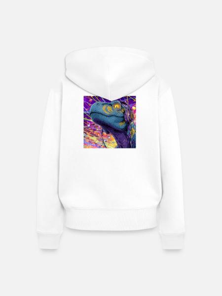Raptor Rave - Frauen Premium Bio Zip Hoodie - Weiß