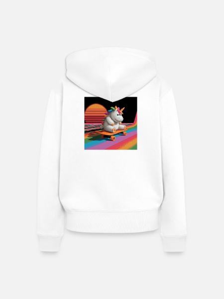 Skatercorn - Frauen Premium Bio Zip Hoodie - Weiß