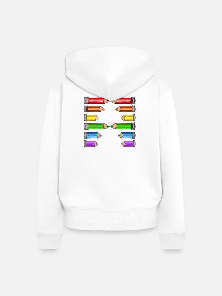 BUCHSTABE A NAME SCHULE BUNTSTIFTE - Frauen Premium Bio Zip Hoodie - Weiß