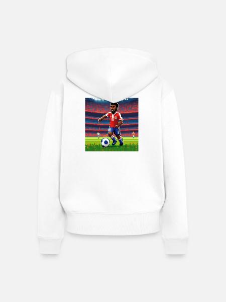 Pixel-Spieler-Charakter auf dem Spielfeld - Frauen Premium Bio Zip Hoodie - Weiß