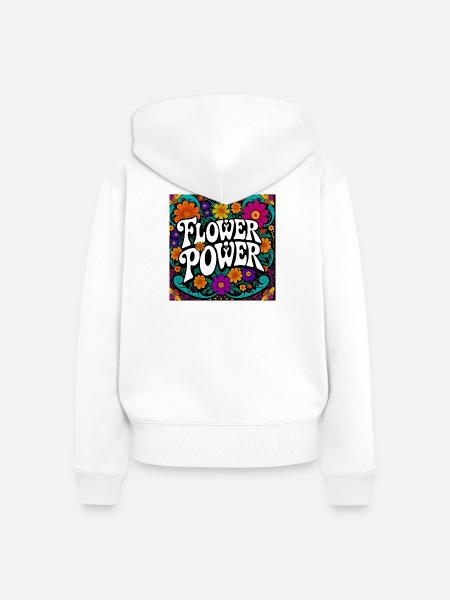 Florales Power-Design - Frauen Premium Bio Zip Hoodie - Weiß