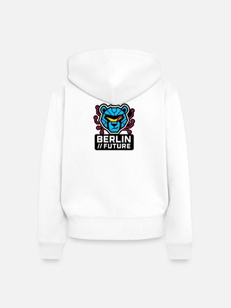 Berlin Future – Cyber Bear - Frauen Premium Bio Zip Hoodie - Weiß
