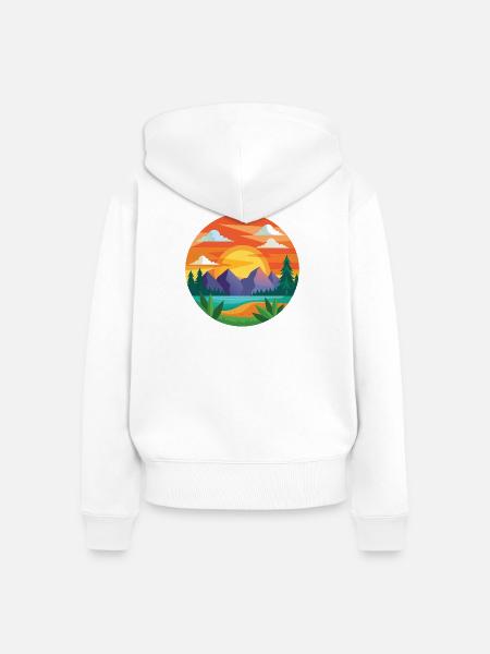 Bunte Berge - Frauen Premium Bio Zip Hoodie - Weiß