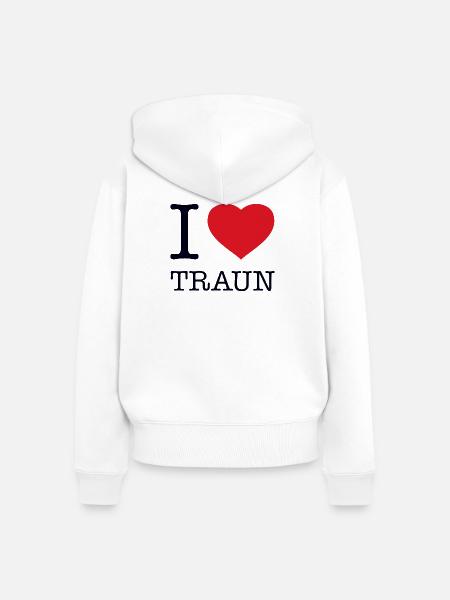 I Love Traun - Frauen Premium Bio Zip Hoodie - Weiß