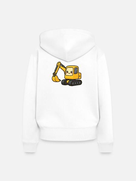 Niedlicher Bagger mit Kulleraugen - Frauen Premium Bio Zip Hoodie - Weiß