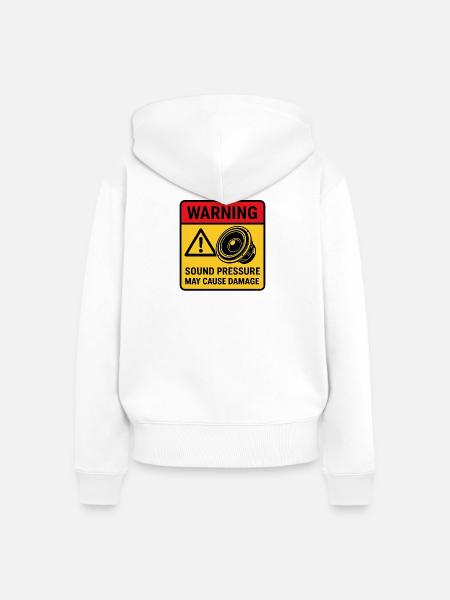 Warnung bei der Audiowiedergabe - Frauen Premium Bio Zip Hoodie - Weiß