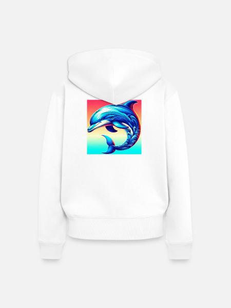 Delfin - Frauen Premium Bio Zip Hoodie - Weiß