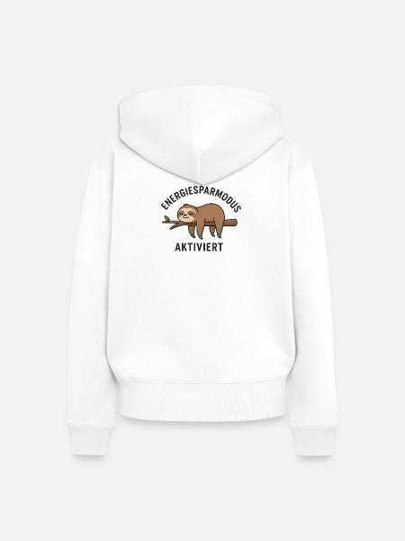 Energiesparschlaffer Faultier Design - Frauen Premium Bio Zip Hoodie - Weiß
