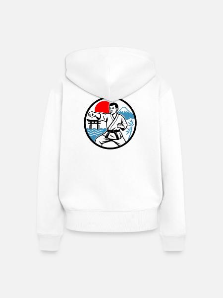 Karate Nature - Frauen Premium Bio Zip Hoodie - Weiß