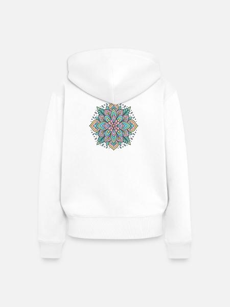 Blumenmandala - Frauen Premium Bio Zip Hoodie - Weiß