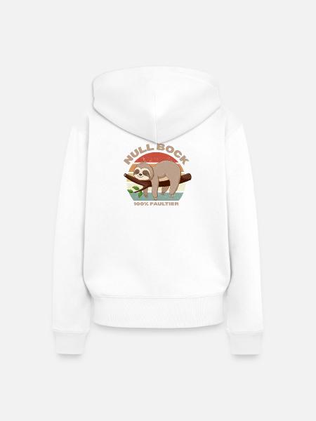 Null Bock Design für alle Faulenzer - Frauen Premium Bio Zip Hoodie - Weiß