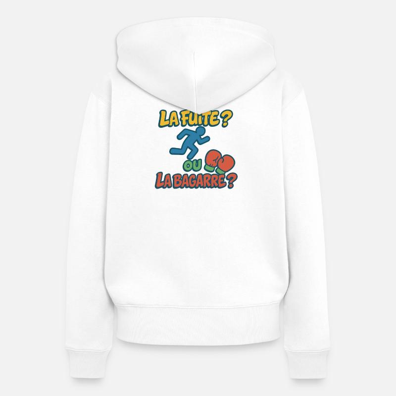 Flucht oder Kampf - Frauen Premium Bio Zip Hoodie - Weiß