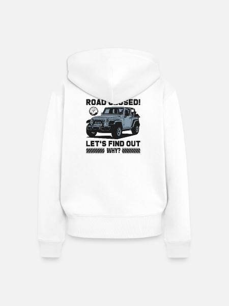 Geschlossene Straße Jeep Design - Frauen Premium Bio Zip Hoodie - Weiß