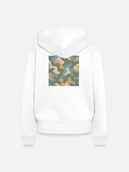 Moderner Camouflage-Hoodie - Frauen Premium Bio Zip Hoodie - Weiß