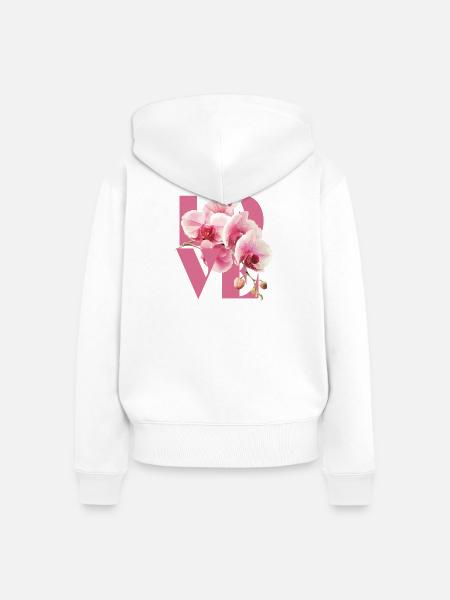 Elegantes Orchideen-Blumendesign - Frauen Premium Bio Zip Hoodie - Weiß