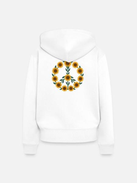 Sonnenblumen-Friedenssymbol-Design - Frauen Premium Bio Zip Hoodie - Weiß