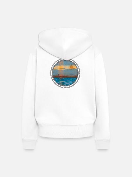 Sonnenuntergang am Wasser - Frauen Premium Bio Zip Hoodie - Weiß