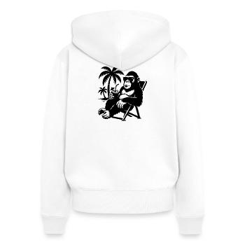 Lässiger Affe mit Sonnenbrille und Kokosnuss - Sweat à capuche zippé Premium bio Femme - blanc - Dos - AI Model Female 172 light (172cm)