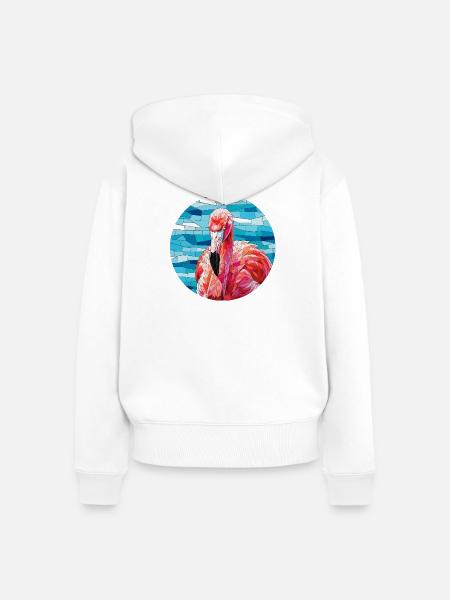 Mosaik Flamingo Porträt - Frauen Premium Bio Zip Hoodie - Weiß