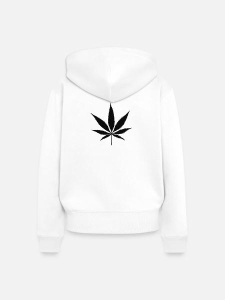 Silhouette von Cannabisblättern - Frauen Premium Bio Zip Hoodie - Weiß