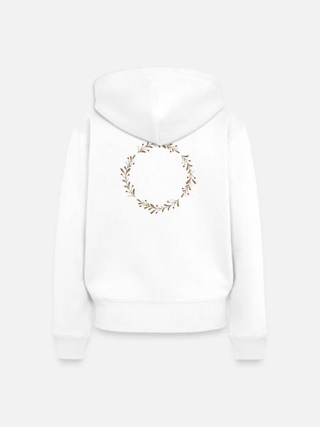 Winterlicher Kranz mit roten Beeren - Frauen Premium Bio Zip Hoodie - Weiß