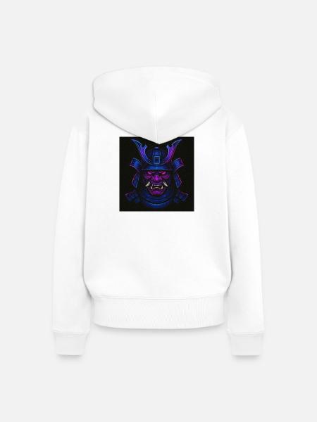 Neon Samurai Maske - Frauen Premium Bio Zip Hoodie - Weiß