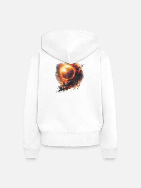 Sonnenfeuer Orb Kunst - Frauen Premium Bio Zip Hoodie - Weiß