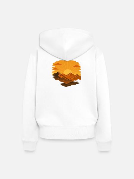 Sonnenuntergang über den Bergen - Frauen Premium Bio Zip Hoodie - Weiß