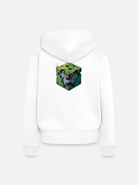 Dirt Block – Cooles Low-Poly-Logo - Frauen Premium Bio Zip Hoodie - Weiß