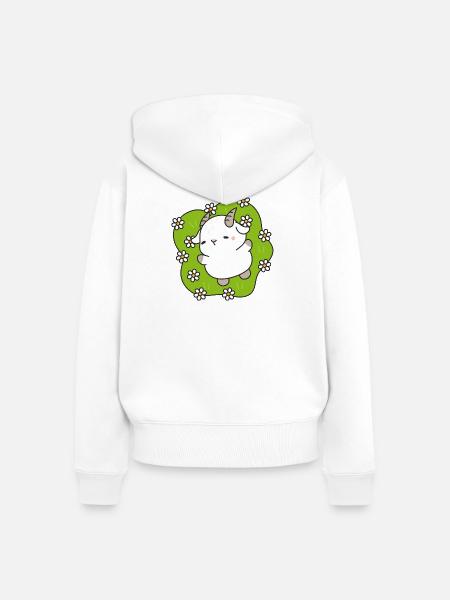 Kawaii Lamm Gänseblümchen - Frauen Premium Bio Zip Hoodie - Weiß