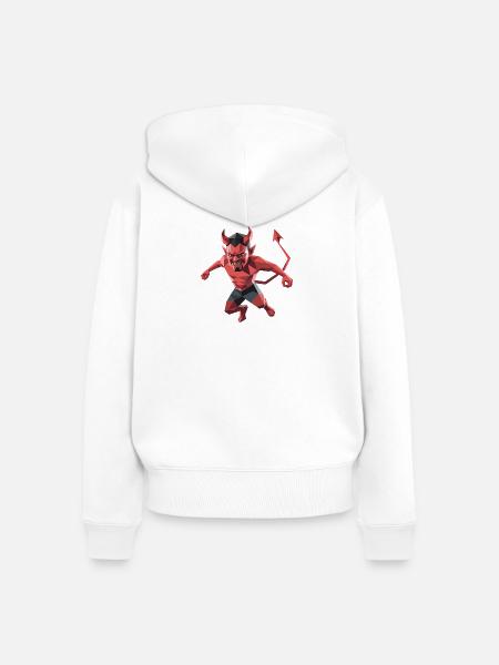 Devil - Cooles Low-Poly-Logo - Frauen Premium Bio Zip Hoodie - Weiß
